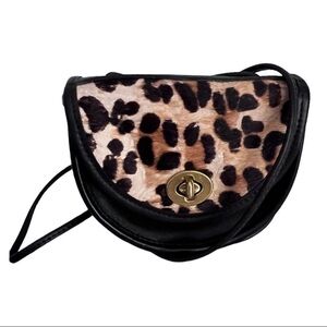 M London Leopard Print Pony Hair & Leather CrossbodyMini Messenger Bag